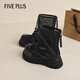 Cinq sandales plus selles épaisses pour les femmes 2025 Été Nouvelle sandales polyvalentes en masse respirante Boots en filet accrus Boots courts noir 36