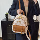 Bear letter splicing backpack for women's bag new style 2025 casual small backpack for women versatile commuter female flying 2466 black no pendant
