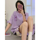 Jingya Datong Pyjamas 12-15 Jahre für Frauen im Sommer dünne reine Baumwolle mit Brustpolster Kurzarm Shorts Korean niedliche Heimkleidung Qgl6627 m [mit Brustpolster]