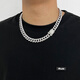 Yechi European and American street rap shining full diamond necklace Cuban chain bracelet hip-hop style nightclub bar men and women clavicle chain full diamond Cuban (necklace) 50cm silver