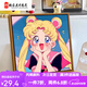 曼朗可爱卡通美少女战士数字油画diy儿童手绘填充丙烯油彩画卧室挂画 SJ16852 60*60cm相框(颜色可选)+画笔颜料