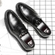 
KUCLUT men's trendy British style lazy loafers business formal wear breathable casual leather shoes 9715-D black 38