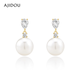 AJIDOU Ajidou earrings birthday gift imitation pearl pendant zircon earrings for girlfriend and wife white + gold