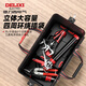 DELIXI ELECTRIC tool bag storage bag repair electrician tool bag woodworking tool bag canvas large capacity construction site shoulder bag plastic bottom leather tool bag 16 inches