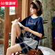 Hengyuanxiang pajamas for women in summer, good cotton short sleeves 2025 new Korean version cute summer thin style can be worn outside home clothing set 6630# M [80-95Jin[Jin equals 0.5 kg]]