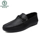 Zapatos de frijoles para hombres de carpintero Versión coreana de trabajos de negocios zapatos de cuero casual transpirable y versátiles zapatos para hombres de una sola patada 2025 verano d826 negro 40 pequeño pequeño