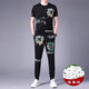 Jeep Spirit Casual Anzug Herren Sommer kurzärmelige Maulbeer-Seidenraupe-Eis Silk gutaussehende Match mit koreanischen Modedruck Trend 9227 Weiß XL 175