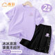 He Jiagong's new style girls' summer short-sleeved T-shirt suit summer ice silk cool top medium-sized children's quick-dry shorts DGR15829X purple + NIA15829K black 90 cm Recommended 20-25 Jin [Jin equals 0.5 kg]