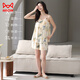 Catman (MiiOW) Modal suspender pajamas for women in summer with chest pad integrated vest cotton silk 2025 new summer home clothing set LYH-12108 M