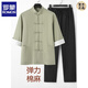 罗蒙（ROMON）夏季唐装男中国风青年男装中式服装弹力棉麻套装七分袖复古禅茶服 白色套装 L 170(125-140斤)