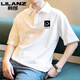 Lilang American retro men's polo shirt short-sleeved loose versatile lapel T-shirt summer pure cotton half-sleeved top [3895-WASP] White XL 130-150Jin [Jin equals 0.5 kg]
