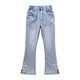 Gong Qi girls bell-bottom pants junior high school girls jeans summer thin 2025 new children's pants Chinese style 679 120 cm