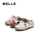百丽（Belle）青撞色德训鞋女2025秋新商场同款时尚薄底休闲鞋E2N1DCM5预售 米白色 37 (235mm)