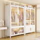 Einfacher Kleiderschrank Schlafzimmer Home Miethaus zusammengebautes Metall All-Steel-Rahmen neuer Stil Kleiderschrank kleiner Aufbewahrungsschrank PC-Doppel-Türgarderobe 800*500*1585