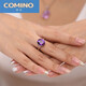 Noshima carat amethyst stone diamond silver colored gemstone ring trendy gift for girlfriend on March 8th Goddess' Day 1 carat