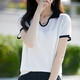 CKXNC mulberry silk lapel short-sleeved cardigan T-shirt for women 2025 summer fashion skin-friendly wool v-neck half-sleeved top white JXYZRJT-6197 L