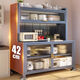 Kitchen storage rack thickened dining edge dustproof storage floor-standing multi-layer microwave oven multi-function storage cupboard cabinet hook chopstick cage 6-layer gun ash-length 220*width 42*height 15832