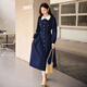 Xiangying French navy style waist-closing dress for women 2025 autumn new long-sleeved lapel navy temperament skirt Navy blue M 160/84A/95-110Jin[Jin equals 0.5 kg]