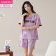 Modal para mujeres Pajamas de manga corta Mujeres ropa de algodón de algodón de verano El verano se puede usar fuera de la primavera casual y otoño lindo estilo delgado gxt6636 m (recomendado 75-95 Jin [Jin es igual a 0,5 kg])