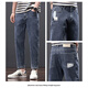 
Men's jeans 2025 spring and summer thin stretch slim straight pants Korean casual versatile casual nine-point pants 1048 black and gray trousers 28