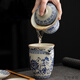 Chuangjingyi chose father's birthday gift practical 60-year-old tea set Ru kiln blue and white tea set set 2025 new home tea brewing 9214 mutton fat Yujiangshan purée - gift box pack