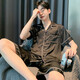 
New ice silk pajamas for men 2025 summer day black high-end shorts shorts home clothing G723 L is about 170 height, weight is 100-130 Jin [Jin equals 0.5 kg]
