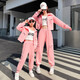Ultraman parent-child clothing mother and daughter clothing spring and autumn style set long sleeve Korean style fashionable autumn clothing casual and fashionable zipper shirt two-piece set hot selling green 175 Mom L