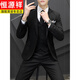 HENGYUANXIANG SUIGNANT STRIANTS MEN'S STYLE STYLE BUSINESS DÉCoration formelle meilleure robe de mariée de mariée veste de costume décontracté Gris [costume + pantalon + chemise] Collier * Collier 2xl (135 ~ 150jin [Jin est égal à 0,5 kg]))