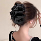 Two Worlds Black Bubble Bow Clip Women's Back Head Hair Clip High-end Large Shark Clip Suitable for Hair Volume Black Bubble Bow Main Picture Style