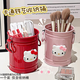 Cute and creative kitty cat iron pen holder, high-looking student desk pen holder, stationery storage bucket, makeup brush holder, pink pen holder + three-dimensional kt cat, one pack