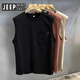 
JEEP SPIRIT Jeep Large Size 300 Jin [Jin equals 0.5 kg] New summer pure cotton American retro sports vest men's sleeveless shirt loose knives khaki [selected good stuff] XL Recommended 110-125 Jin [Jin equals 0.5 kg]