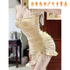 Ayubs sexy Frauenkleidung und schlanker Nachtclub sexy Kleiderbademassage kurzer Rockkleidstechniker Arbeitskleidung wie in der Bild Aprikosenfarbe L (110-120jin [Jin gleich 0,5 kg])