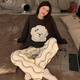 Yalu new pajamas for women in spring and autumn summer long-sleeved cute student dormitory pure and lustful home clothing set KT-16818-wavy dog ​​M [suggested 80-100Jin [Jin equals 0.5 kg]]