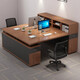Office desk and chair combination, simple and modern boss desk, office staff, single and double computer desks facing each other, main picture, double model, hazy walnut color
