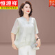 Hengyuanxiang new Chinese style mother summer suit Chinese style shirt 2025 new style middle-aged and elderly summer short-sleeved chiffon top for women 719 light green XL