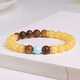 Yueyin Baichuan Beeswax Bracelet Chicken Fat Yellow Beeswax with Agarwood Green Pine Wenwan Buddhist Beads Multi-treasure Bracelet About 8mm