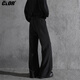 
CLOR American ice silk thin retro trendy brand scimitar trousers loose straight micro-flare trousers CL67 black L