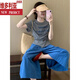 
Victoria's super hot summer outfit is a complete set of light luxury and aging-reducing dopamine gray waist-hugging T-shirt casual suit for women. Blue pants [Dopamine wear tea-style chic/S [75Jin[Jin is equal to 0.5 kg]-95Jin[Jin is equal to 0.5 kg]]