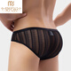 Modal summer new lace men's underwear sexy bikini briefs low-waist hollow breathable boys' thong black thong 1 pair M 2 feet 1-2 feet 3