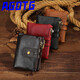 
AGOTG brand oil wax cowhide men's wallet short retro zipper anti-theft card clip rfid leather large capacity handbag brown