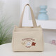 New cute bear portable canvas bag, simple and large capacity, versatile lunch box for office workers and students, mommy lunch bag, three bears handbag-khaki/small