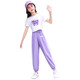 Little Hanlu Girls Summer New Sports Set Trendy Short Sleee Lose Dünner Sommeranzug 16012 Lila + 9889 Weiß 120 cm