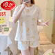 Langsha Summer Pajama для женщин с короткими рукавами модные хлопок тонкая маленькая сладкая и милая интернет-одежда для знаменитостей можно носить за пределами 1048 Purple Rabbit M