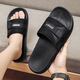 QLTQZQ Flip-flops for men's summer home flat black large size 47 slippers outdoor beach leisure anti-slip sandals 9734 black (sent in the same sequence) 40-41