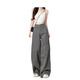 Jeanswest Cement Grey American Wide Legs Arbeiten für Frauen 2025 Neue Retro High Taille Sommer Straight Jeans Dünne Grey-Tuers xl