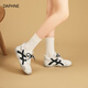 
Daphne double-lace-up thick sole height-enhancing 4CM German training shoes for women 2025 autumn new couple shoes non-slip and durable versatile shoes off-white 37