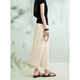Three Color [Yuying Streamlight] 2025 Summer New Chinese Slit Satin Skirt Long Skirt Cool C Beige S