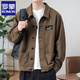 Romonjacke Herren Frühling und Herbst 2025 Neues Hemd Revers Herbst Herren Work Jacke Frühherbst-Jacke Top [Upgrade-Version] K12806 Black M [Empfohlen 90-120jin [Jin ist gleich 0,5 kg]]