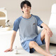 Septwolves reines Baumwollpyjama Herren Sommer Lose Plus-Size-Runde Hals kurzärmelige Sportkleidung Teenager Anzug OMM-13601 L
