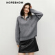 Red sleeve casual American sweater 2025 autumn new women's drawstring zipper hooded loose chic slimming sweater smoky 056 XS